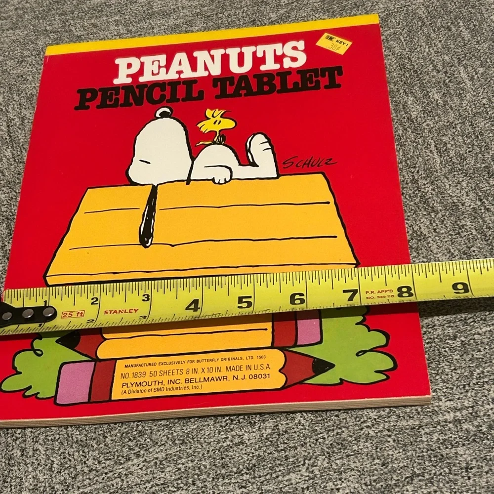 Vintage Peanuts Pencil Tablet Notebook - Red and Yellow